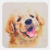 Schattigee pup. Zijn naam is "Happy". Vierkante Sticker (Voorkant)