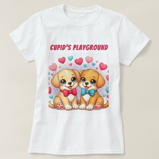 Schattigee Puppies: Cupido's Speeltuin: Valentijn T-shirt (Design voorkant)
