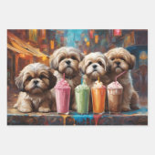 Schattigee Puppies Drink Milkshakes Inpakpapier Vel (Voorkant 3)