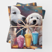 Schattigee Puppies Drink Milkshakes Inpakpapier Vel (In situ)