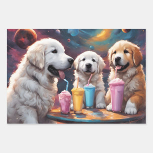 Schattigee Puppies Drink Milkshakes Inpakpapier Vel