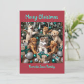 Schattigee Puppies en kitten met kerst Feestdagenkaart (Staand voorkant)