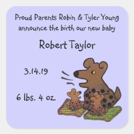 Schattigee Puppies Geboorte Aankondiging Vierkante Sticker