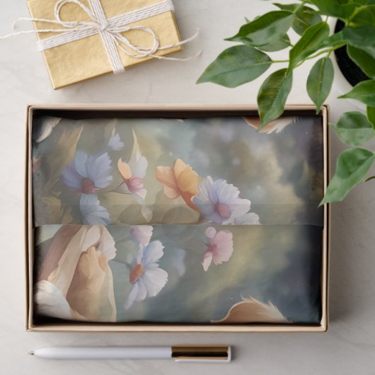 Schattigee puppies in een mand, kinder tissuepapier (Geschenk)