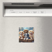 Schattigee puppies in een mand magneet (Insitu (Vaatwasser))