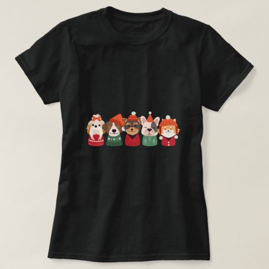 Schattigee Puppies in kerstvakantie stijl Shih Tzu T-shirt (Design voorkant)