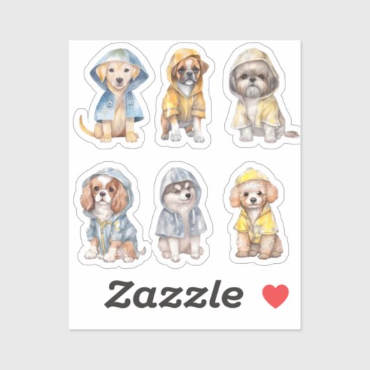 Schattigee Puppies in regenjassen Stickers (Vel)