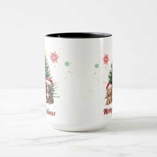 Schattigee Puppies Kerst Koffie Mok (Midden)