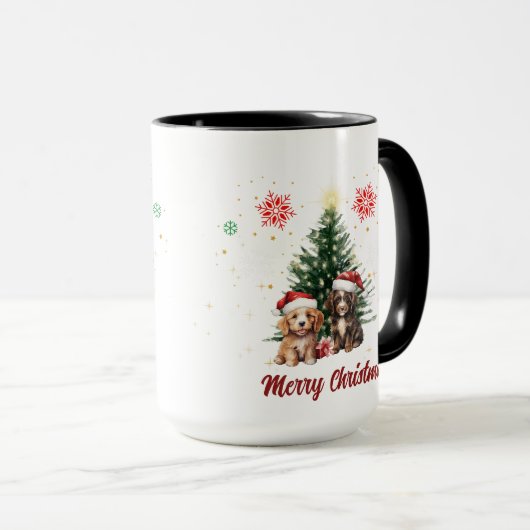 Schattigee Puppies Kerst Koffie Mok (Voorkant rechts)