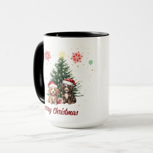 Schattigee Puppies Kerst Koffie Mok (Voorkant links)
