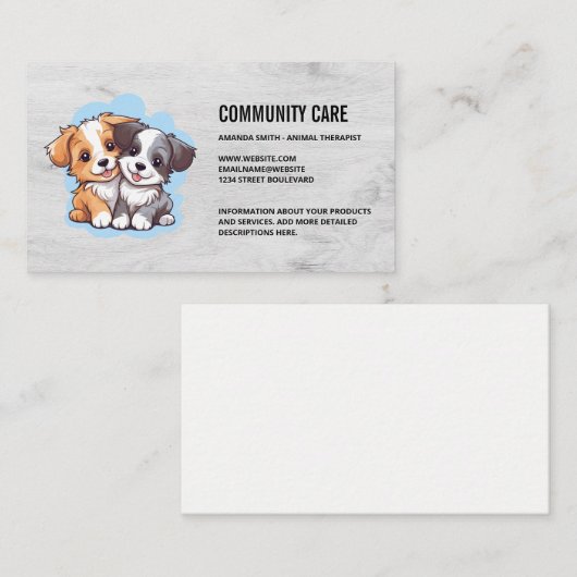Schattigee Puppies knuffelen Visitekaartje (Voorkant / Achterkant)