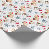 Schattigee puppies met cadeaus met kerst petten cadeaupapier (Hoek)