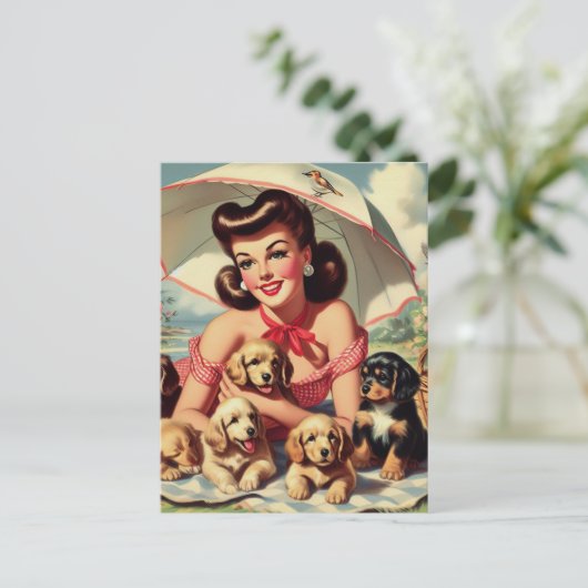 Schattigee Puppies  Pin-up Briefkaart (Staand voorkant)