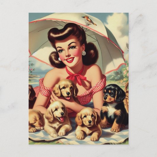 Schattigee Puppies  Pin-up Briefkaart (Voorkant)