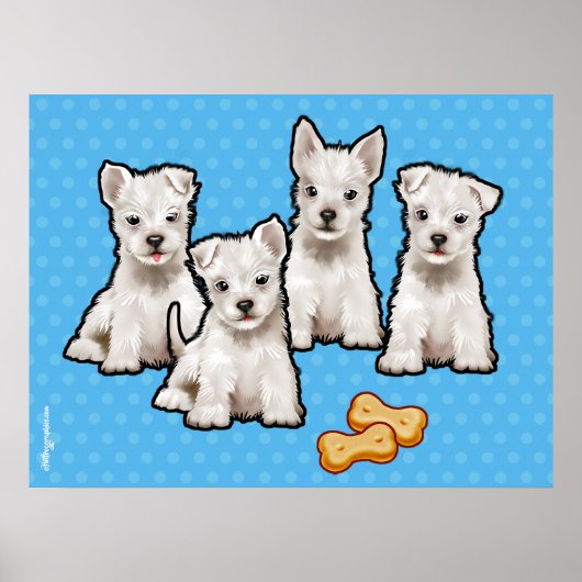 Schattigee puppies poster met 4 pups ontwerp (Voorkant)