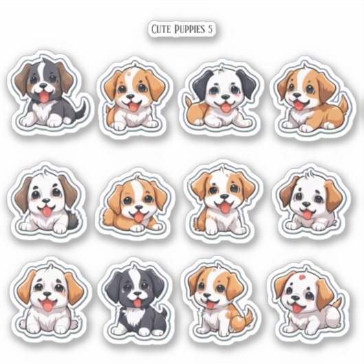 Schattigee Puppies Scrapbook Stationery Stickers (Voorkant)