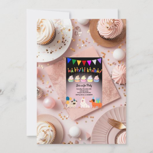 Schattigee Puppies Thema - Verjaardag Uitnodiging  (Voorkant)