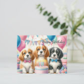 Schattigee Puppies Verjaardag van Dog Briefkaart (Staand voorkant)