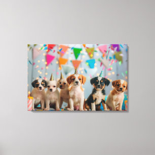 Schattigee Puppies Verjaardagsfeest Celebration De Canvas Afdruk