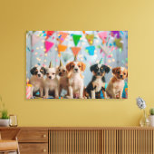 Schattigee Puppies Verjaardagsfeest Celebration De Canvas Afdruk (Insitu (Woonkamer))