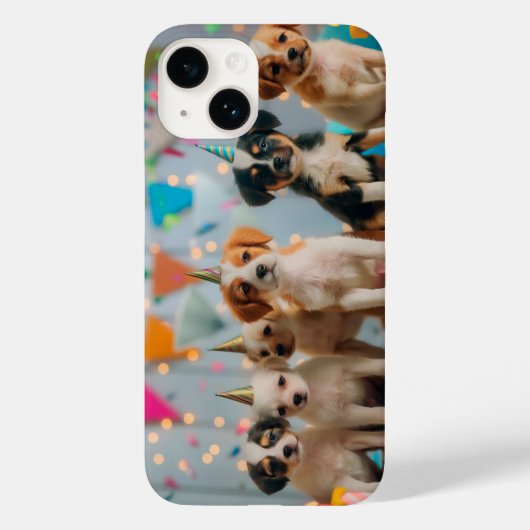 Schattigee Puppies Verjaardagsfeest Celebration De Case-Mate iPhone Case (Achterkant)