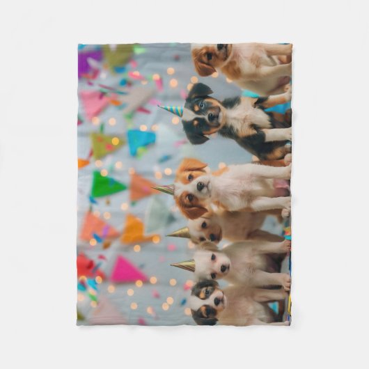 Schattigee Puppies Verjaardagsfeest Celebration De Fleece Deken (Voorkant)
