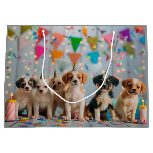 Schattigee Puppies Verjaardagsfeest Celebration De Groot Cadeauzakje (Voorkant)