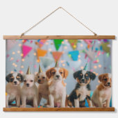 Schattigee Puppies Verjaardagsfeest Celebration De Hangend Wandkleed (Voorkant)