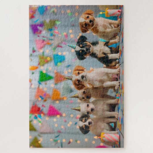 Schattigee Puppies Verjaardagsfeest Celebration De Legpuzzel (Verticaal)