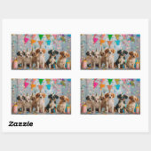 Schattigee Puppies Verjaardagsfeest Celebration De Rechthoekige Sticker (Vel)