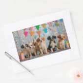 Schattigee Puppies Verjaardagsfeest Celebration De Rechthoekige Sticker (Envelop)