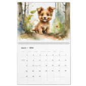 Schattigee Puppies Waterverf Art 12-Maand 2024 Kal Kalender (Mar 2026)