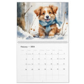 Schattigee Puppies Waterverf Art 12-Maand 2026 Kal Kalender (Feb 2026)
