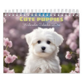 Schattigee Puppies Waterverf Seizoensgebonden Hond Kalender (Hoes)