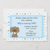 Schattigee puppy 1e verjaardag uitnodiging voor jo (Voorkant)