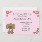 Schattigee puppy 1e verjaardagsuitnodiging voor me kaart (Voorkant)