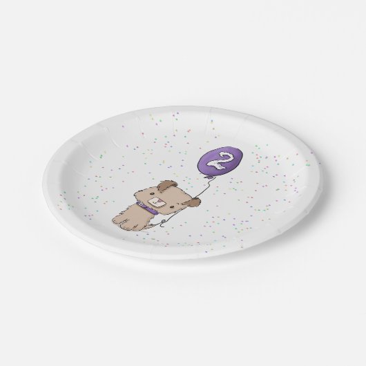 Schattigee Puppy, 2e verjaardagspapier borden, kin Papieren Bordje (Gekanteld)