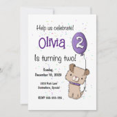 Schattigee puppy, 2e verjaardagsuitnodiging,  kaart (Voorkant)