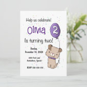 Schattigee puppy, 2e verjaardagsuitnodiging,  kaart (Staand voorkant)