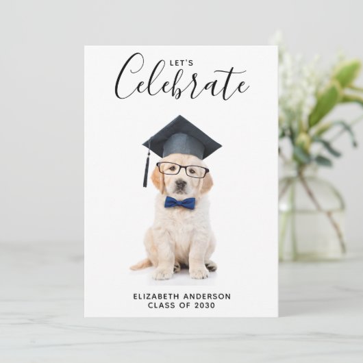 Schattigee puppy Afstuderen afstudeerfeest Kaart (Staand voorkant)