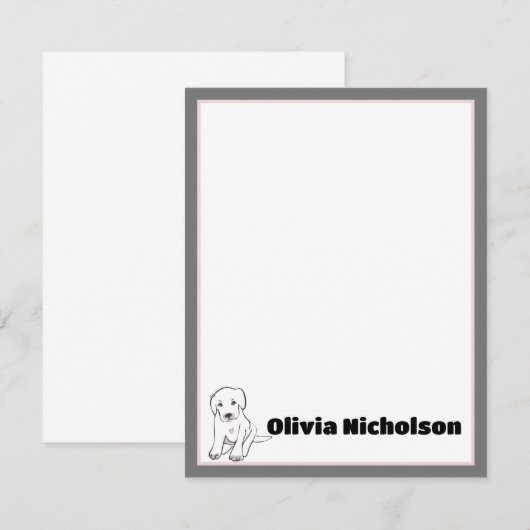 Schattigee Puppy Art Gepersonaliseerde briefpapier Notitiekaartje (Voorkant / Achterkant)