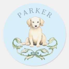 Schattigee Puppy Baby Boy Ronde Sticker