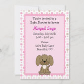 Schattigee puppy baby meisje douche uitnodiging (Voorkant)