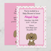 Schattigee puppy baby meisje douche uitnodiging (Voorkant / Achterkant)