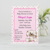 Schattigee puppy baby meisje douche uitnodiging (Staand voorkant)