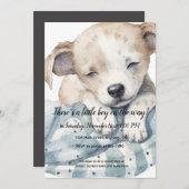 Schattigee Puppy Baby shower Uitnodiging (Voorkant / Achterkant)