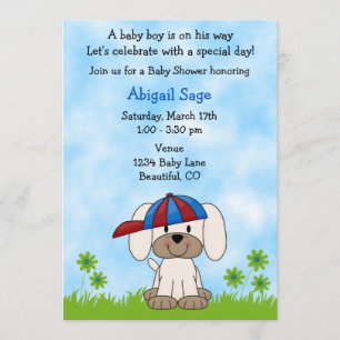 Schattigee Puppy Baby shower Uitnodiging voor Jong