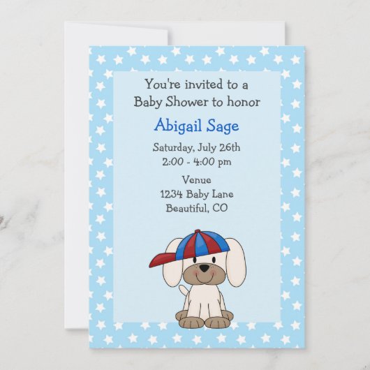 Schattigee Puppy Baby shower Uitnodiging voor Jong (Voorkant)