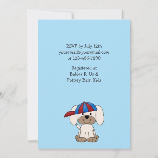 Schattigee Puppy Baby shower Uitnodiging voor Jong (Achterkant)