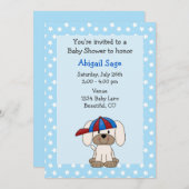 Schattigee Puppy Baby shower Uitnodiging voor Jong (Voorkant / Achterkant)